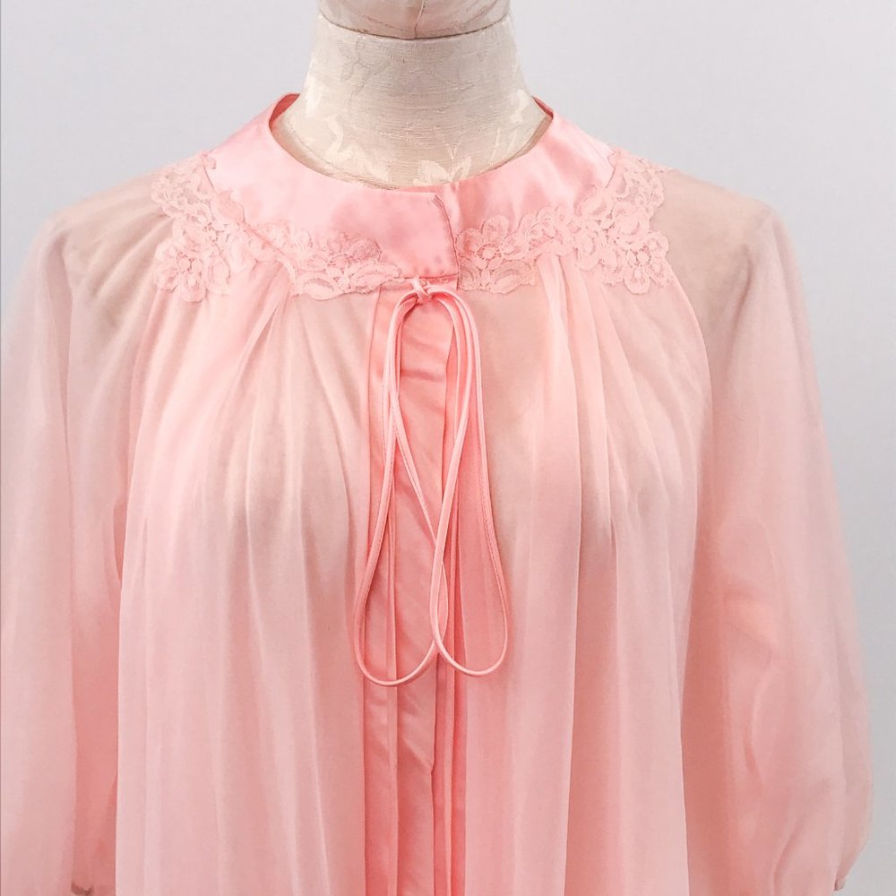 Vintage 50s Lingerie Os Chiffon Housedress Robe N… - image 3